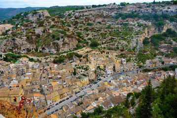 Obraz premium panorama of the historic center of Scicli Sicily Italy