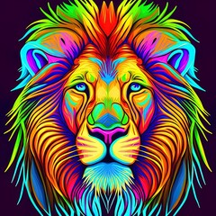 Lion head pop art 2d illustrated
