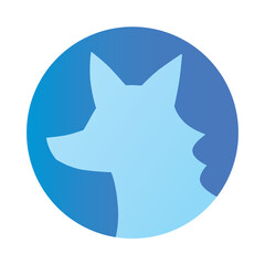 Fairy fox face portrait flat vector silhouette illustration, flat design, art deco style.