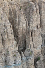 teal blue ore in the wall on canyon
