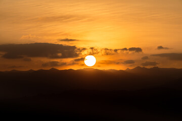 Panoramic sunset, magical colors of a sunset