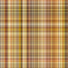 Woodland brown tartan seamless pattern textile. Tonal autumnal forest plaid with organic texture. Background of orange stripe for rough wallpaper. 