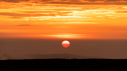 Panoramic sunset, magical colors of a sunset