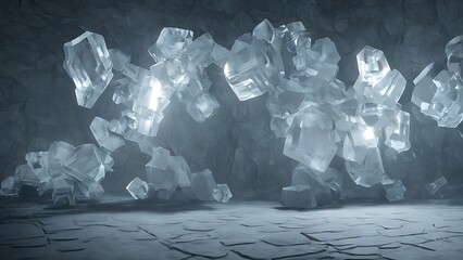 Hall of the Crystal Cave. Illustration, concept art.