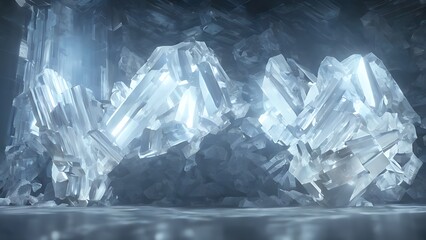 Hall of the Crystal Cave. Illustration, concept art.