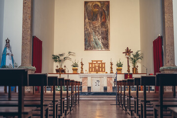 Catholic Church. interior of the church. the concept of prayer and religious life