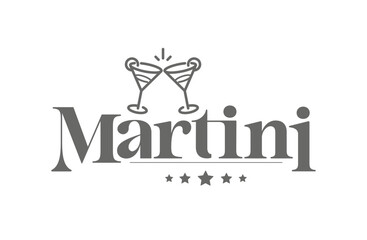Logo for martini or drink bars with toasting glasses.