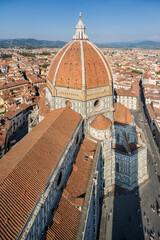 Fototapeta na wymiar Looking down at the duomo in Florence from the top of Giotto's campanile