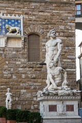 Hercules and Cacus is a sculpture by the Florentine artist Baccio Bandinelli to the right of the entrance of the Palazzo Vecchio in the Piazza della Signoria, Florence, Italy