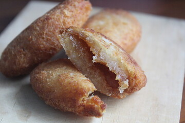 misro is a processed snack made from grated cassava and coconut, added brown sugar in it and then fried
