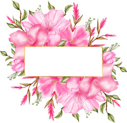 Watercolor sakura cherry blossom flower bouquet wreath decoration