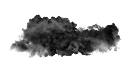 Black clouds or smoke isolated on transparent png