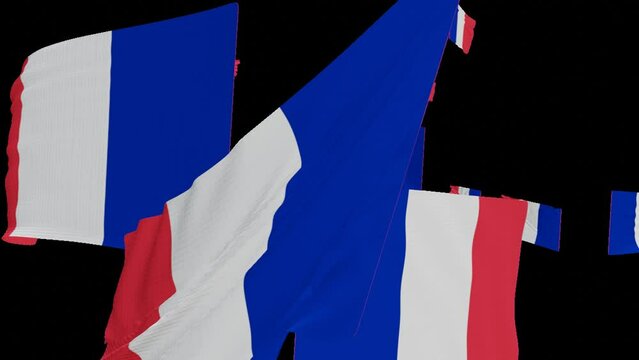 France flag waving in the wind with high quality with transparent background