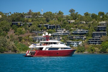 Fototapeta na wymiar tropical islands and super yachts in queensland australia