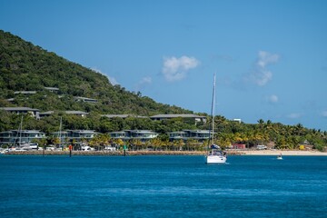 tourist boats and tour boats in the whitsundays queensland, australia. travellers on the great...