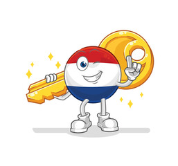 Netherlands carry the key mascot. cartoon vector