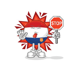 Netherlands holding stop sign. cartoon mascot vector