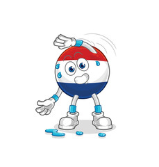 Netherlands stretching character. cartoon mascot vector