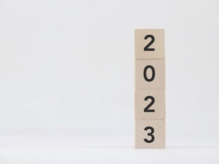 numbers on blocks, 2023 new year concept 