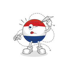 Netherlands with paper plane character. cartoon mascot vector