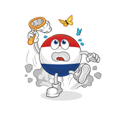 Netherlands catch butterfly illustration. character vector
