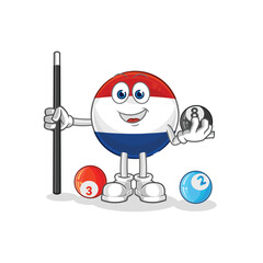 Netherlands plays billiard character. cartoon mascot vector