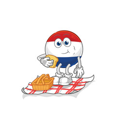 Netherlands on a picnic cartoon. cartoon mascot vector