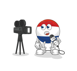 Netherlands tv reporter cartoon. cartoon mascot vector