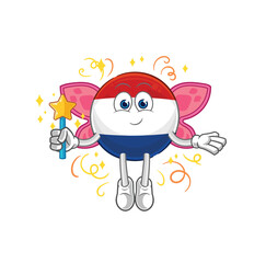Netherlands fairy with wings and stick. cartoon mascot vector
