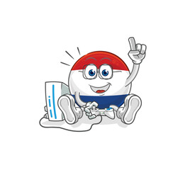 Netherlands playing video games. cartoon character