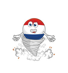 Netherlands in the tornado cartoon character vector