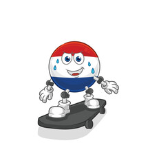 Netherlands riding skateboard cartoon character vector