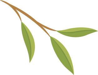 Vector illustration icon of branches and green leaves