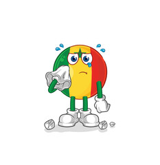 senegal cry with a tissue. cartoon mascot vector