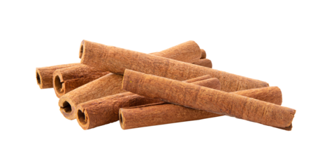 Cinnamon sticks stacked isolated on transparent png