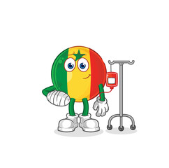 senegal sick in IV illustration. character vector