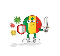 senegal against viruses cartoon. cartoon mascot vector