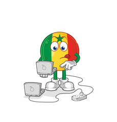 senegal with laptop mascot. cartoon vector