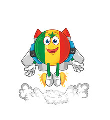 senegal with jetpack mascot. cartoon vector