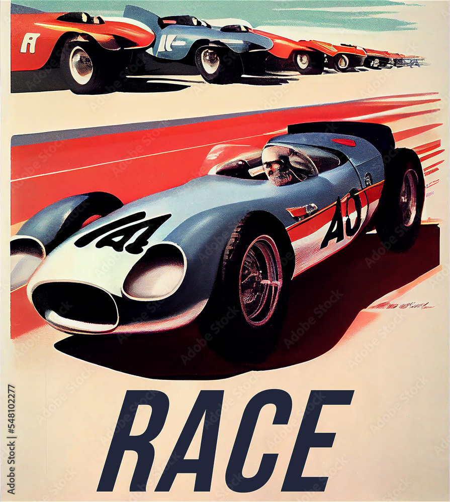 Wall mural Car race poster