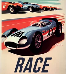 Gordijnen Car race poster © FrankBoston