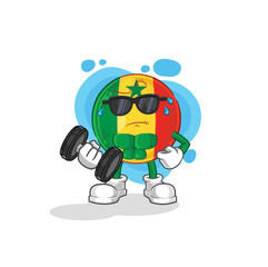 senegal lifting dumbbell vector. cartoon character