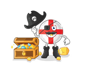england pirate with treasure mascot. cartoon vector