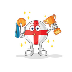 england winner with trophie. cartoon character