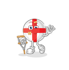 england sick with limping stick. cartoon mascot vector
