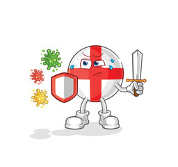 england against viruses cartoon. cartoon mascot vector