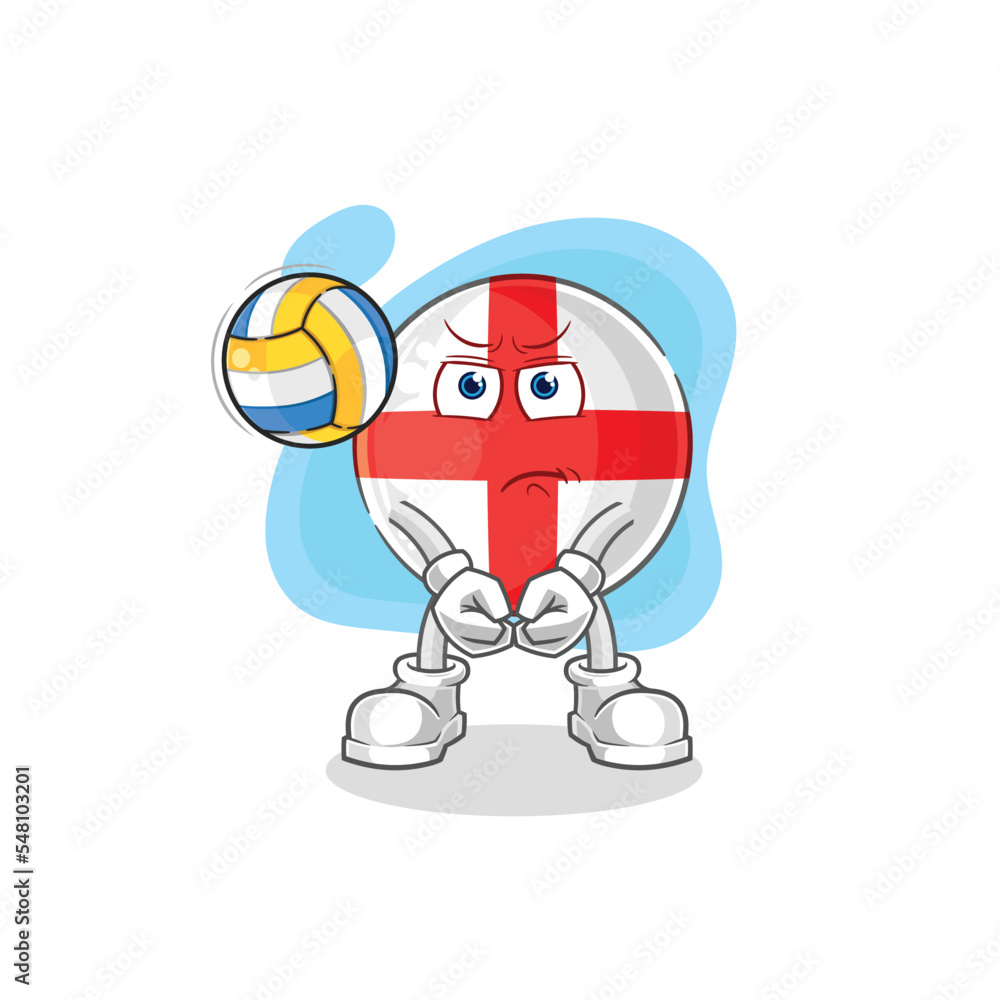 Wall mural england play volleyball mascot. cartoon vector