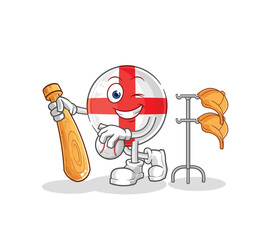 england playing baseball mascot. cartoon vector