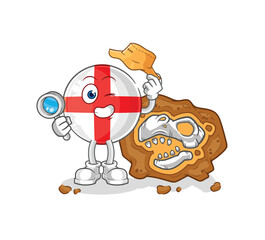 england archaeologists with fossils mascot. cartoon vector