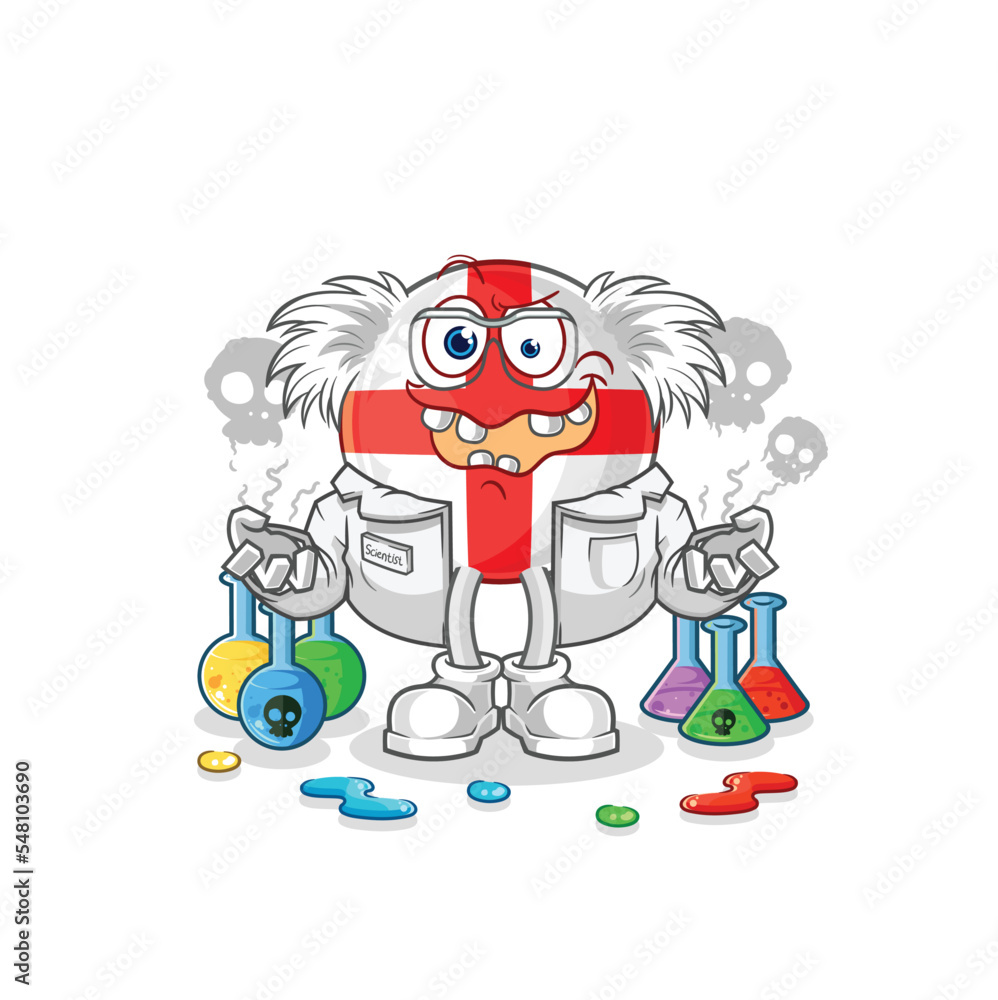 Wall mural england mad scientist illustration. character vector